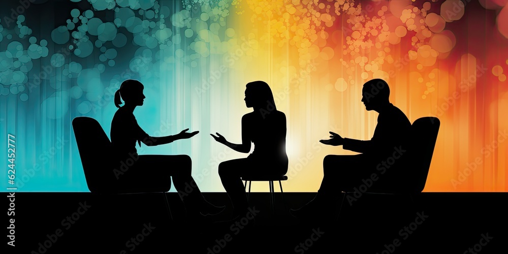 Therapist and Patient Silhouettes Engaged in Healing Conversations