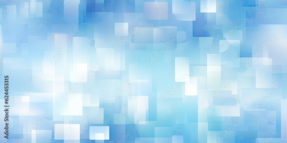 Pixelated Abstraction in Soft Tones-This illustration presents a light blue background featuring an arrangement of rectangles and squares in  Pixelated form  Pattern Generative Ai Digital Illustration