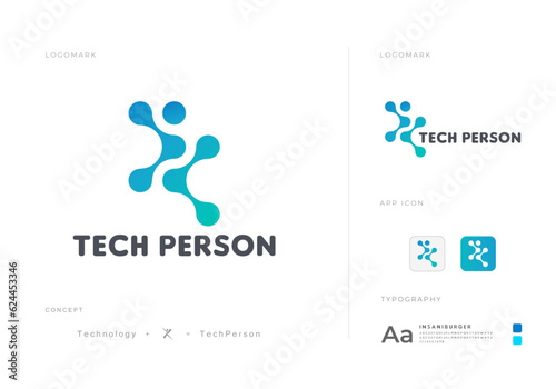 Tech Person Digital Connection Logo Abstract Design Vector Template.
Digital Human Connection Logo With App Icon.
Creative Artificial Intelligence Bot Logo With Circuit.