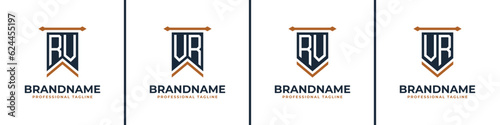 Letter RV and VR Pennant Flag Logo Set, Represent Victory. Suitable for any business with RV or VR initials.