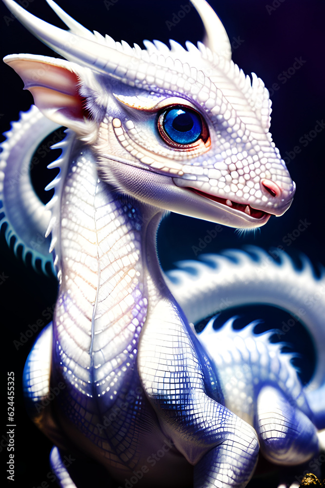 Cute Dragon of year 2024 llustration, generative ai Stock Illustration ...