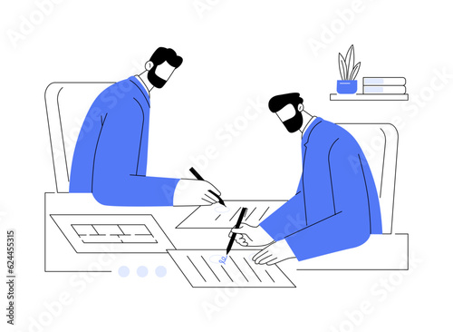 Signing rental agreement abstract concept vector illustration.