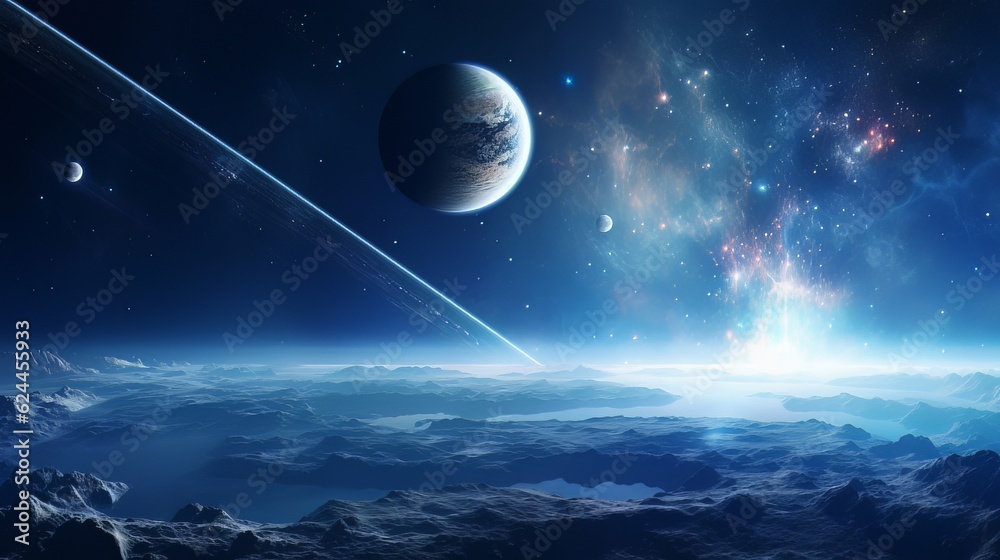 Space. Orion Nebula, black holes, explosion of planets and sun. Stars, universe, flashes of light. Flying planets in space.AI generation. Space. Orion Nebula, black holes, explosion of planets and sun. Stars, universe, flashes of light. Flying planets in space.AI generation.