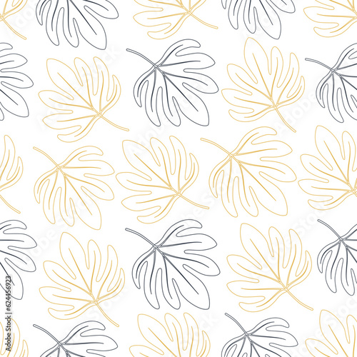 Golden leaves background. Luxury Floral art deco. Golden natural seamless vector seamless patterns design.