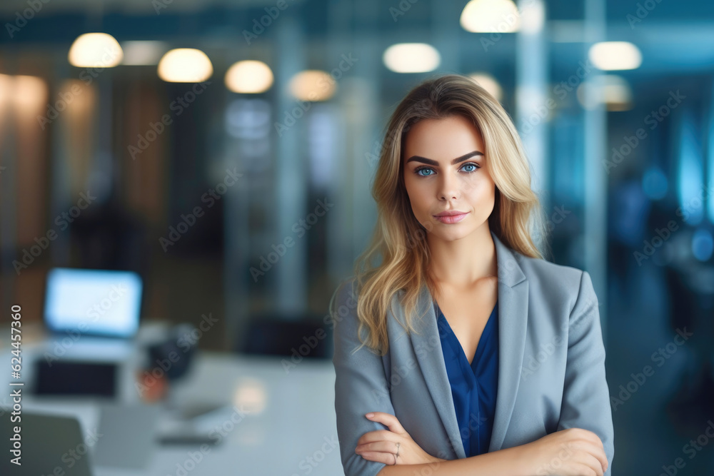 Professional Woman Concentrating on Office Tasks. Generative AI Professional Woman Concentrating on Office Tasks. Generative AI