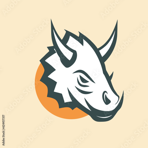 Triceratops dinosaur head vector logo design element. Jurassic park world.