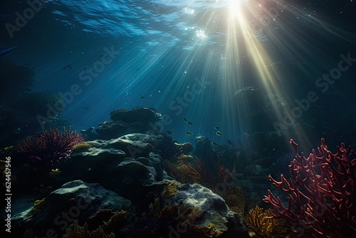 Underwater Blue Abstract background. Ocean Nature Seascape Wallpaper