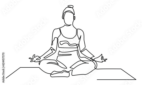 Continuous line drawing woman doing yoga pose exercise.Vector illustration.