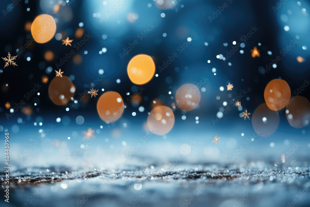 christmas background with snow and snowflakes