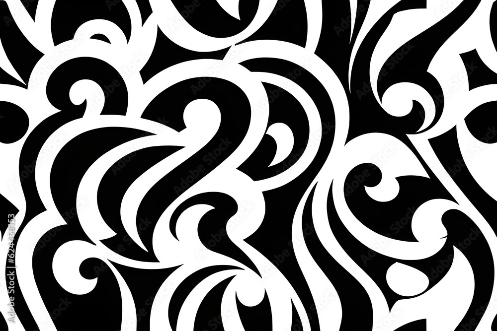 Fototapeta premium Black and white pattern_pop art Generative Al