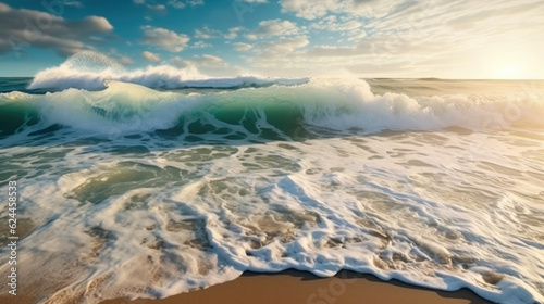 Tranquil Ocean Waves. Generative AI