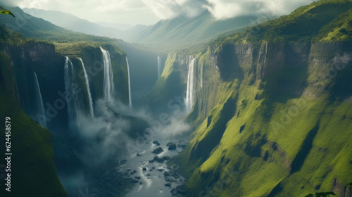 Heavenly Waterfalls in Spectacular Display. Generative AI