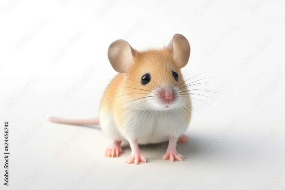 Cute Mouse Portrait on White Background. Generative AI Cute Mouse Portrait on White Background. Generative AI