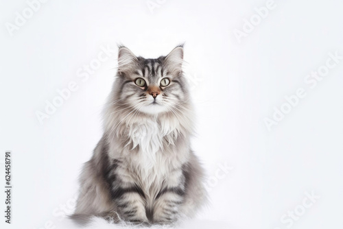 Whiskered Beauty against a White Background. Generative AI