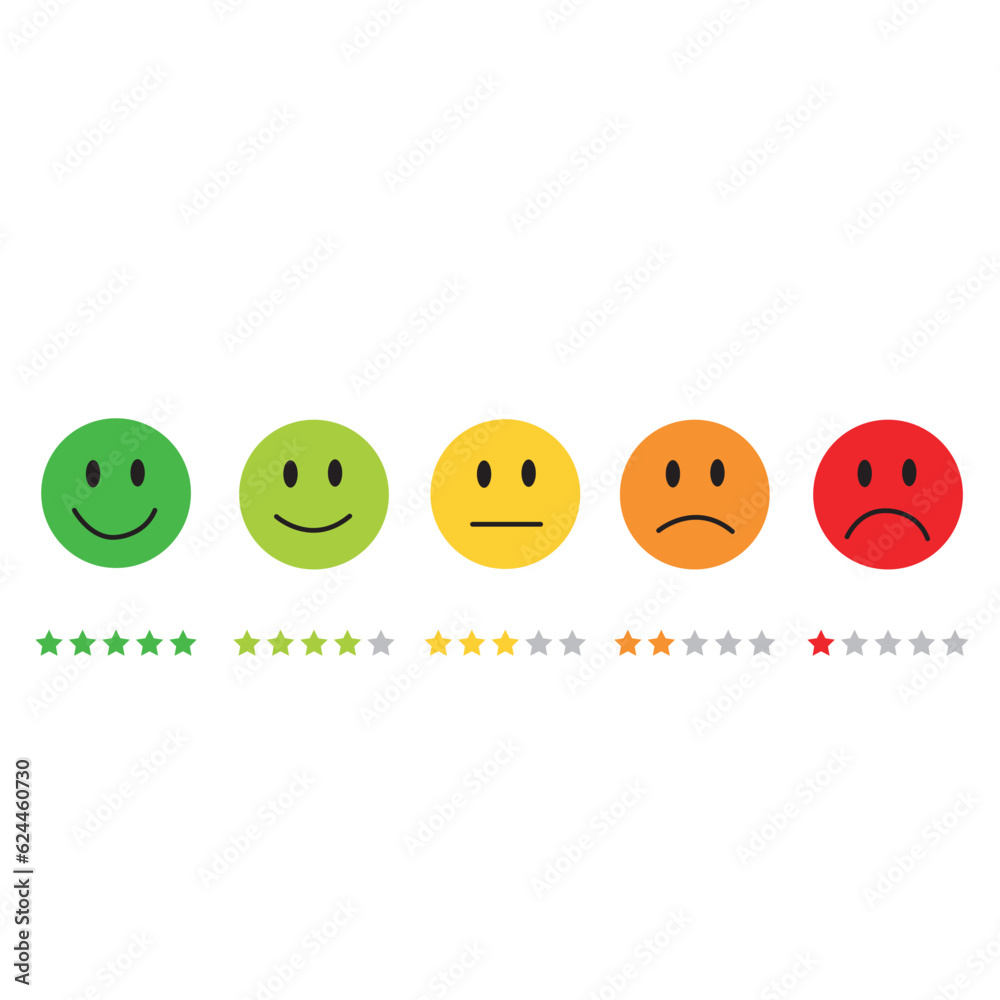 Conjunto de iconos emoticones. Caritas de reacciones. Concepto de reacciones de chat, emoji. Vector
