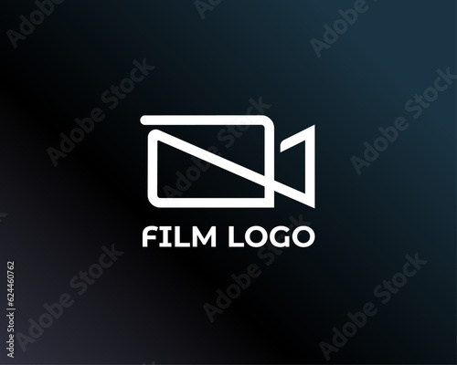 Film Production or Multimedia Company Logo Design Vector Template.
Video Camera Icon Design Line Art For Cinema Production Company.
Photography, Videography, Cinema, Movie, Photo Studio Logo.