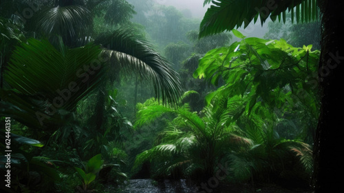 Captivating Rainy Moments in the Rainforest. Generative AI