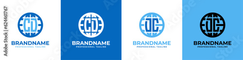 Letter CD and DC Globe Logo Set, suitable for any business with CD or DC initials.