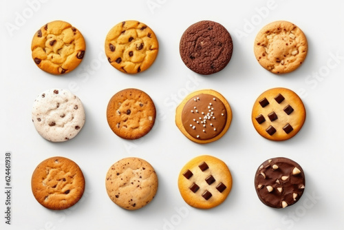 Assorted Cookies on a Clean White Background. Generative AI
