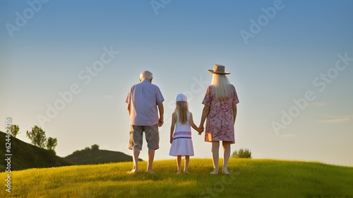 Grandparents and their granddaughter. Concept of grandparents day  grandchildren day. AI generated