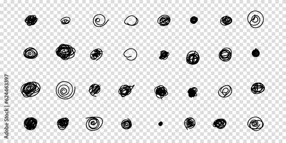 Set of hand drawn doodle circles in a grunge style. Vector illustration ...