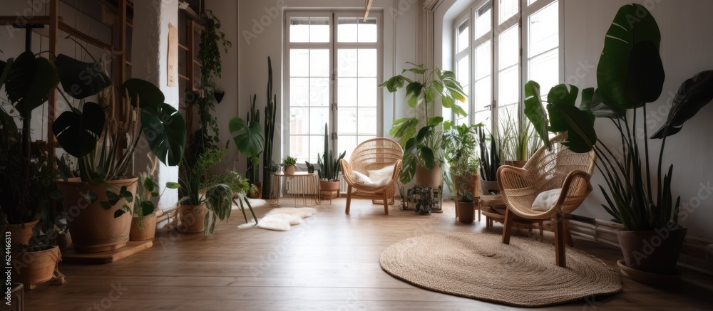 Fototapeta premium House with room with rattan chairs 