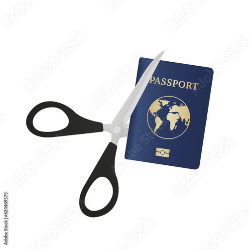 Сancel the identity document. cut the paper with scissors. Passport data. The concept of destruction of documents and personal data. Vector illustration