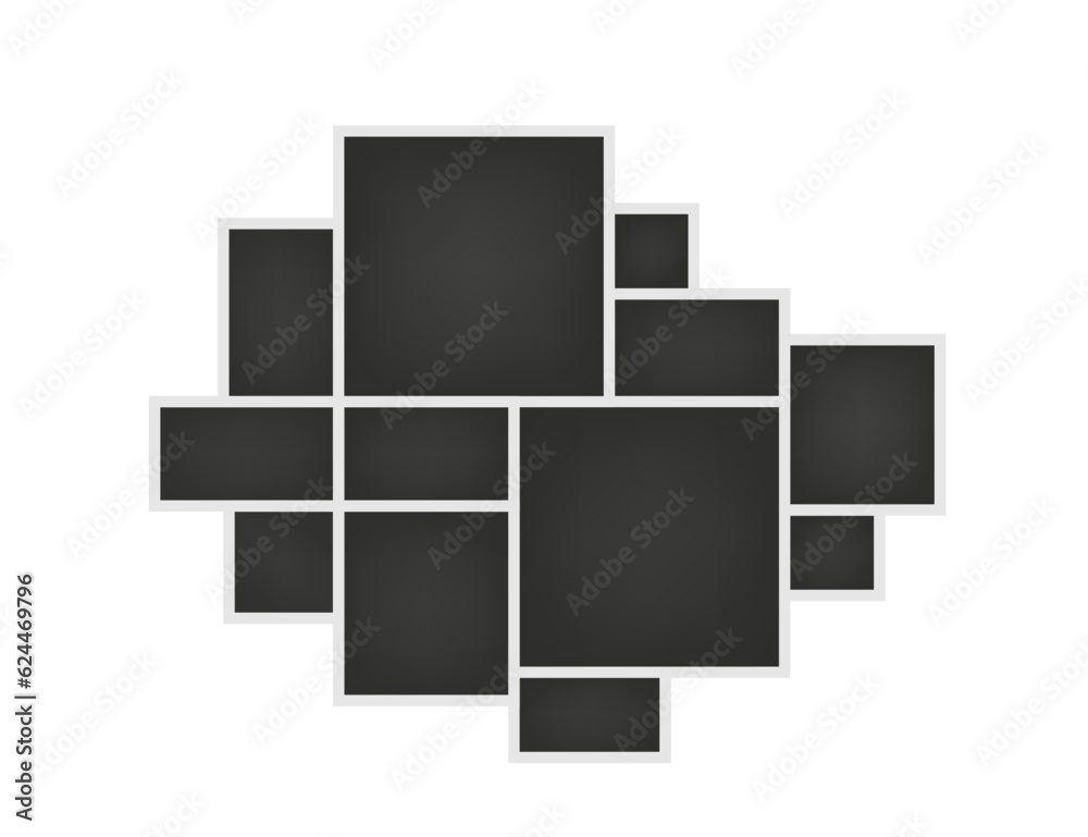 Frame for photos and images. Mosaic. Retro style. Collage template. Template for gallery walls. Photo collage of all sizes. Vector illustration Frame for photos and images. Mosaic. Retro style. Collage template. Template for gallery walls. Photo collage of all sizes. Vector illustration