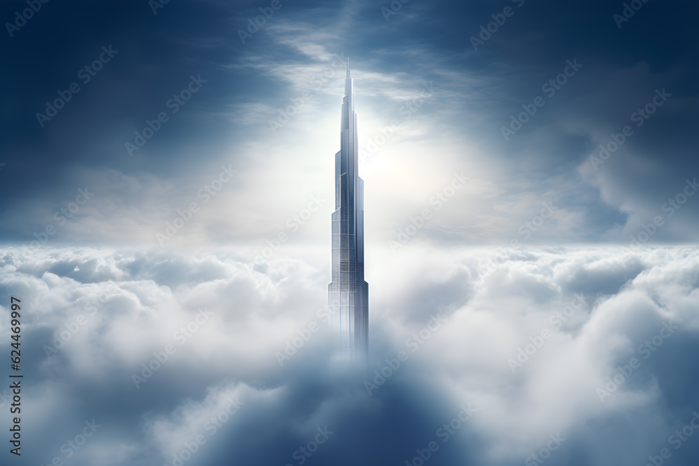 Futuristic Skyscraper Piercing the Clouds