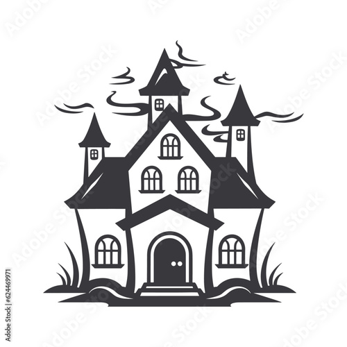 Halloween haunted house silhouette   vector illustration  Spooky house   buildings isolated on white background