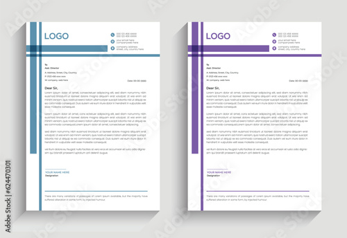 Minimal clean and professional letterhead template design with color variation bundle for any business. 