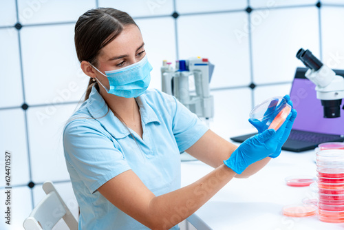 Canvas Print Environmental toxicology: Petri dishes are used in environmental toxicology studies to assess the impact of pollutants or toxic substances on living organisms
