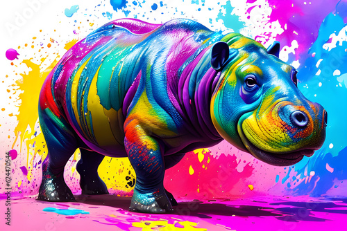 hippo illustration, Generative AI © MS