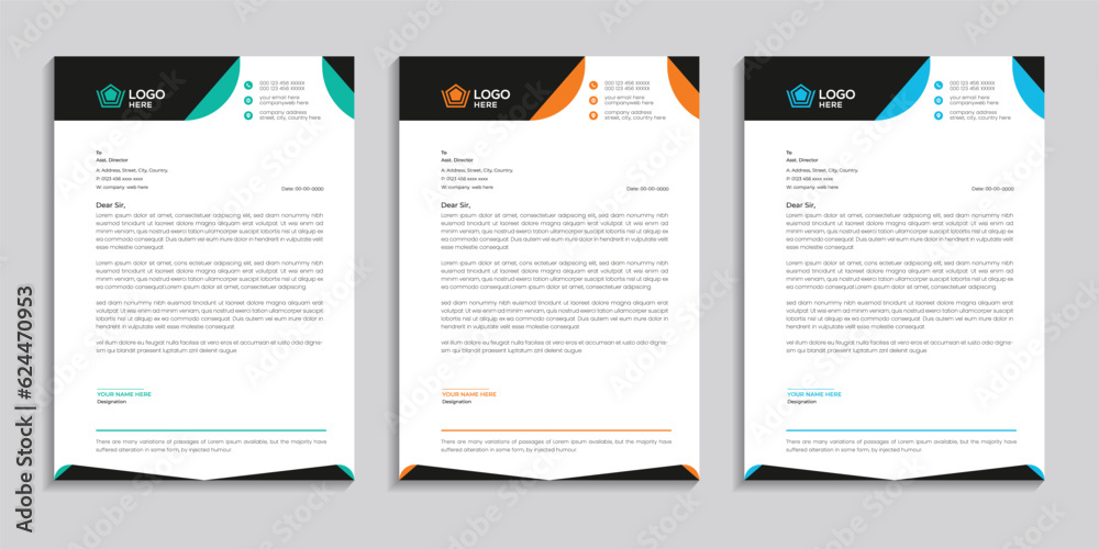 Modern clean and professional letterhead template design. 