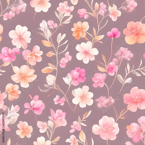 Watercolor Tropical flower plant background seamless patterns generative ai