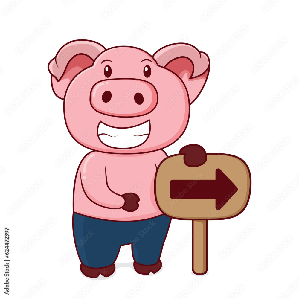 Vector cute pig cartoon style