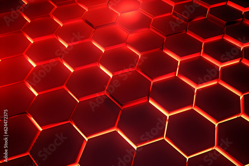 digital neon red hexagonal honeycomb background