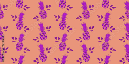unique abstract summer pineapple fruits seamless pattern background © Vio