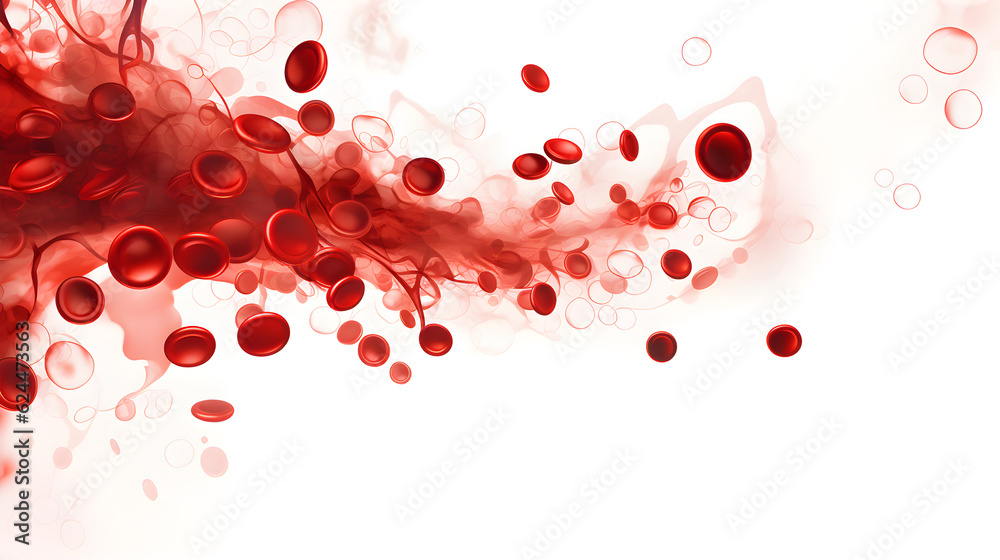 blood cells wave on white background - obrazy, fototapety, plakaty 
