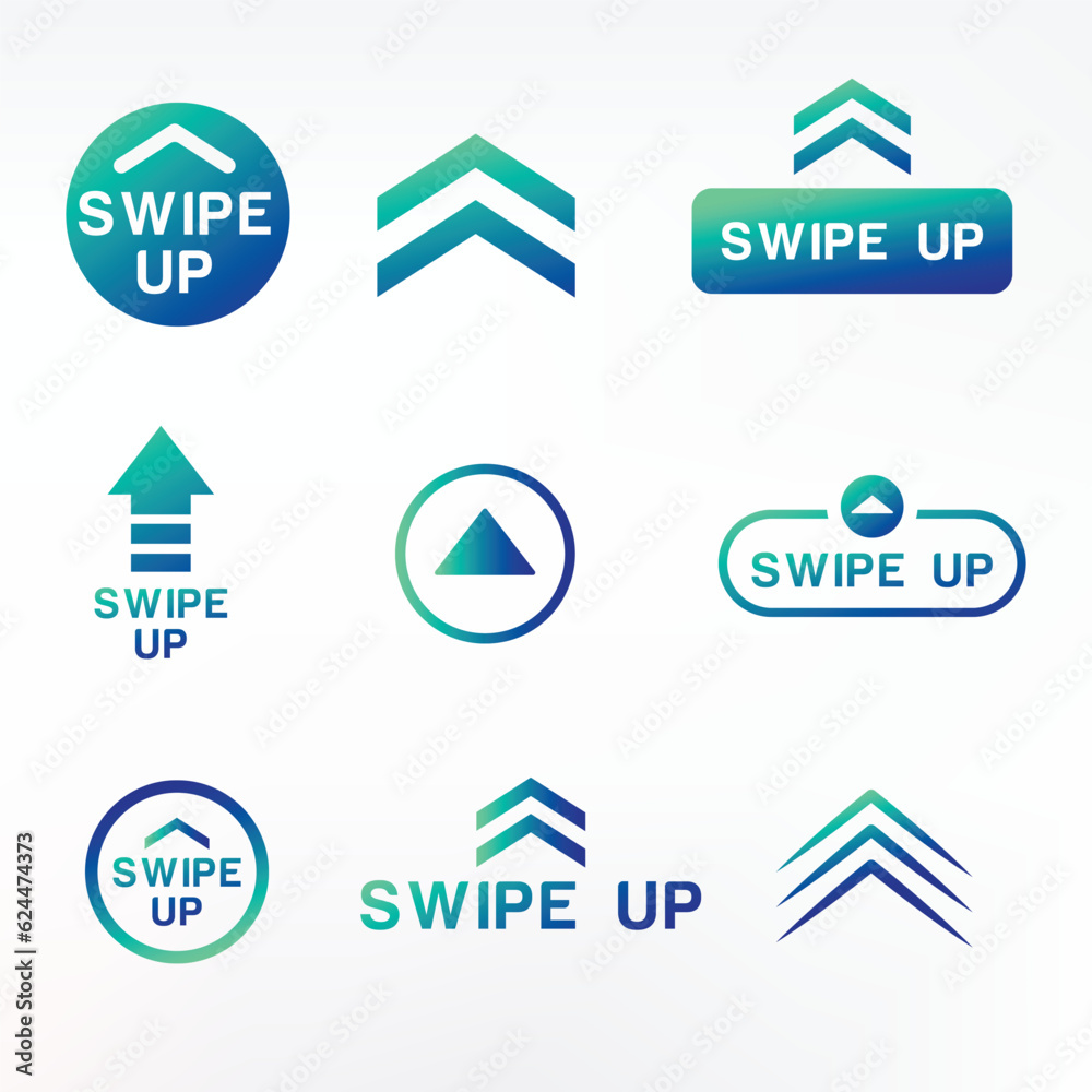 Swipe up, set of buttons for social media. Swipe up button collection. Vector social media ui concept. Scroll banner sign Swipe up, set of buttons for social media. Swipe up button collection. Vector social media ui concept. Scroll banner sign