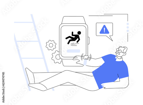 Smartwatch fall detection abstract concept vector illustration.