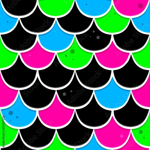 Alternative neon mermaid scale seamless design for fabric printing or other repeating pattern printable products