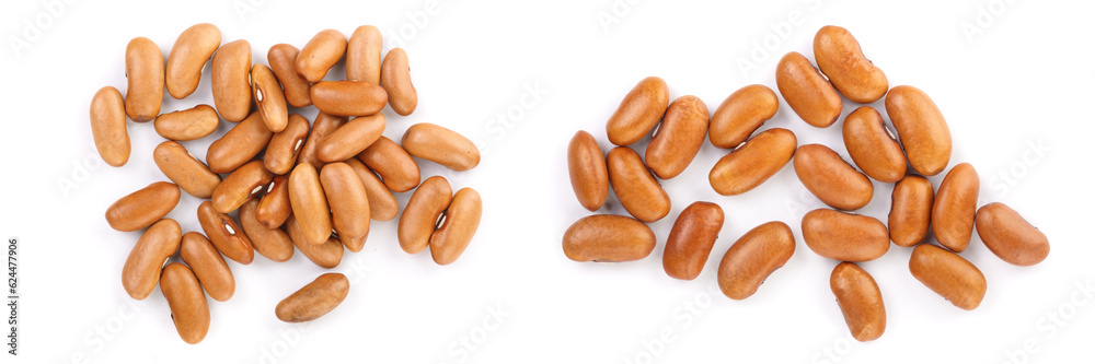 brown kidney bean isolated on white background. Top view. Flat lay brown kidney bean isolated on white background. Top view. Flat lay
