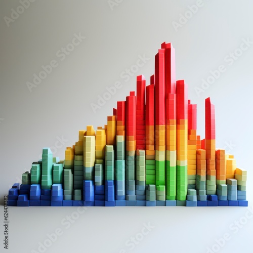 financial graph   chart in modern style made from a lot of  bricks