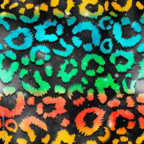 Rainbow leopard print, animal print seamless design for printing