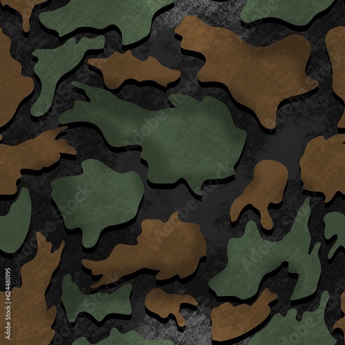 Textured camouflage seamless design in army, war colours for fabric printing repeat pattern 