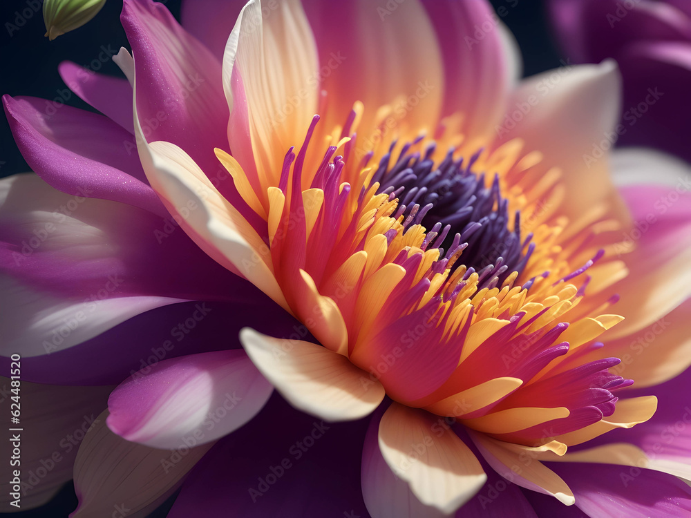 Fototapeta premium Experience the mesmerizing beauty of a vibrant floral close-up brought to life through expertly crafted studio lighting techniques 