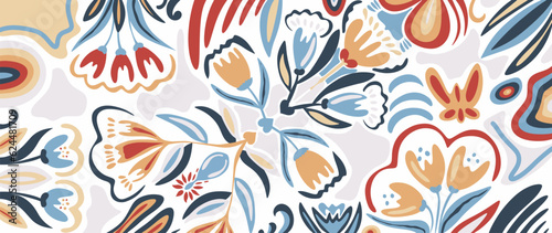 Abstract floral background, hand-drawn in soft colors. Floral ornament for decor, wallpapers, covers, cards and presentations
