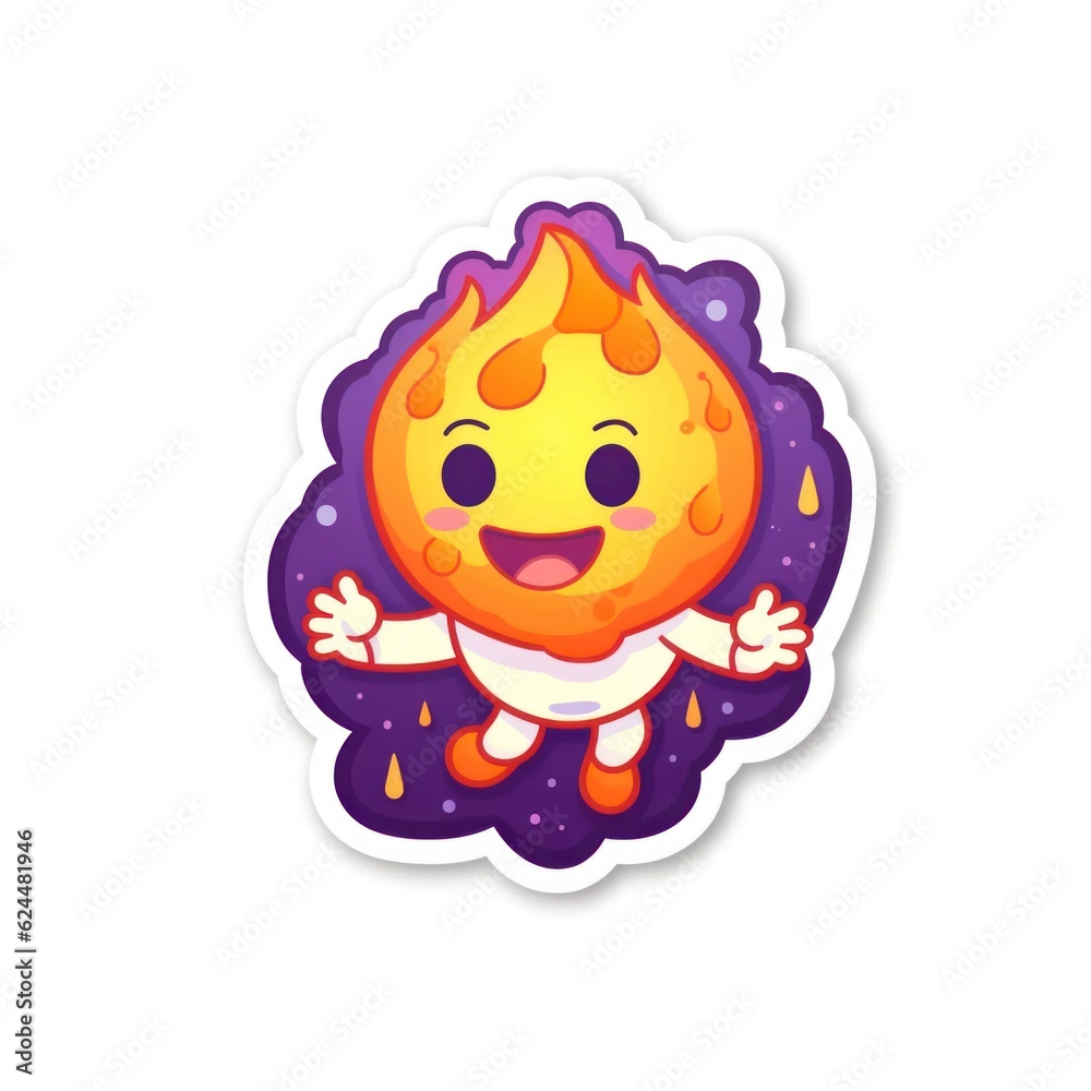 Obraz premium funny little planet character, sticker isolated on white, ai tools generated image