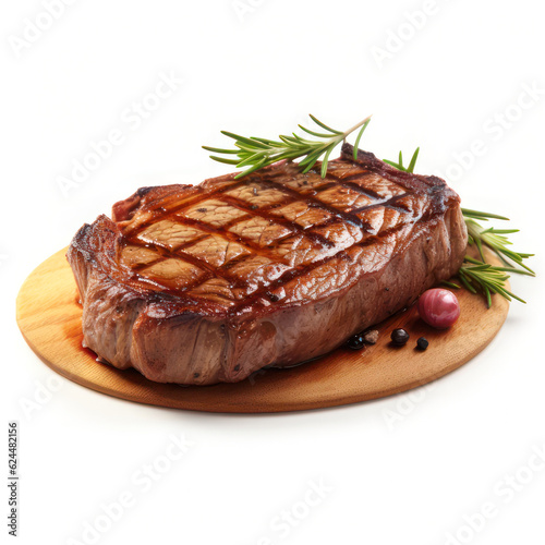 Steak on a white background. AI generative
